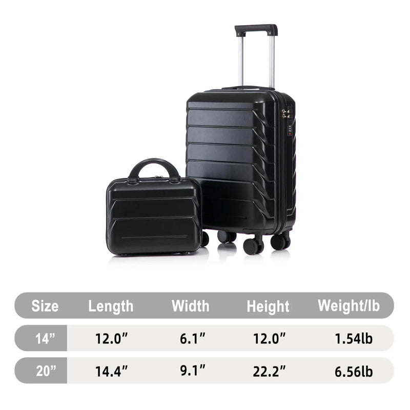 14'/20' 2-Piece ABS Spinner Wheel Luggage Set with Combination Lock by HouseOfZazla