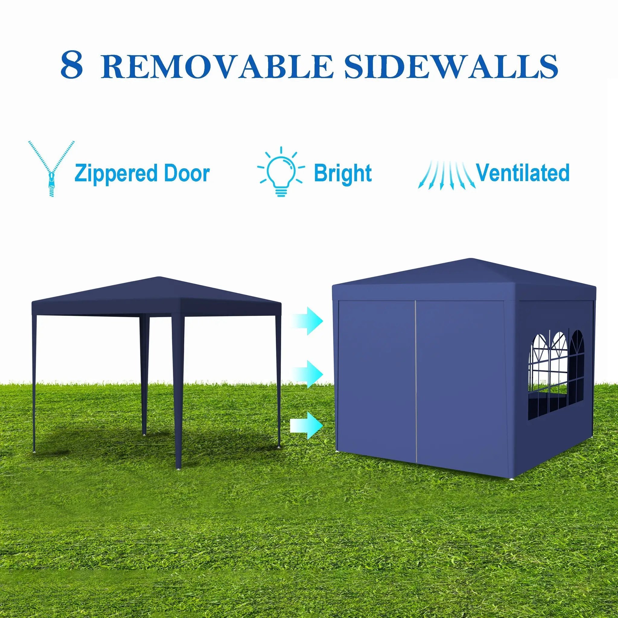 10'x10' Party Tent Outdoor Heavy Duty Gazebo Wedding Canopy with 4 Removable Walls, Blue by HouseOfZazla