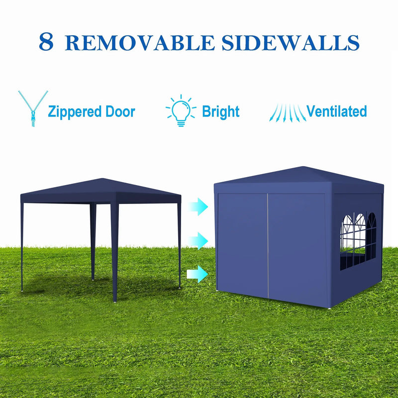10'x10' Party Tent Outdoor Heavy Duty Gazebo Wedding Canopy with 4 Removable Walls, Blue by HouseOfZazla