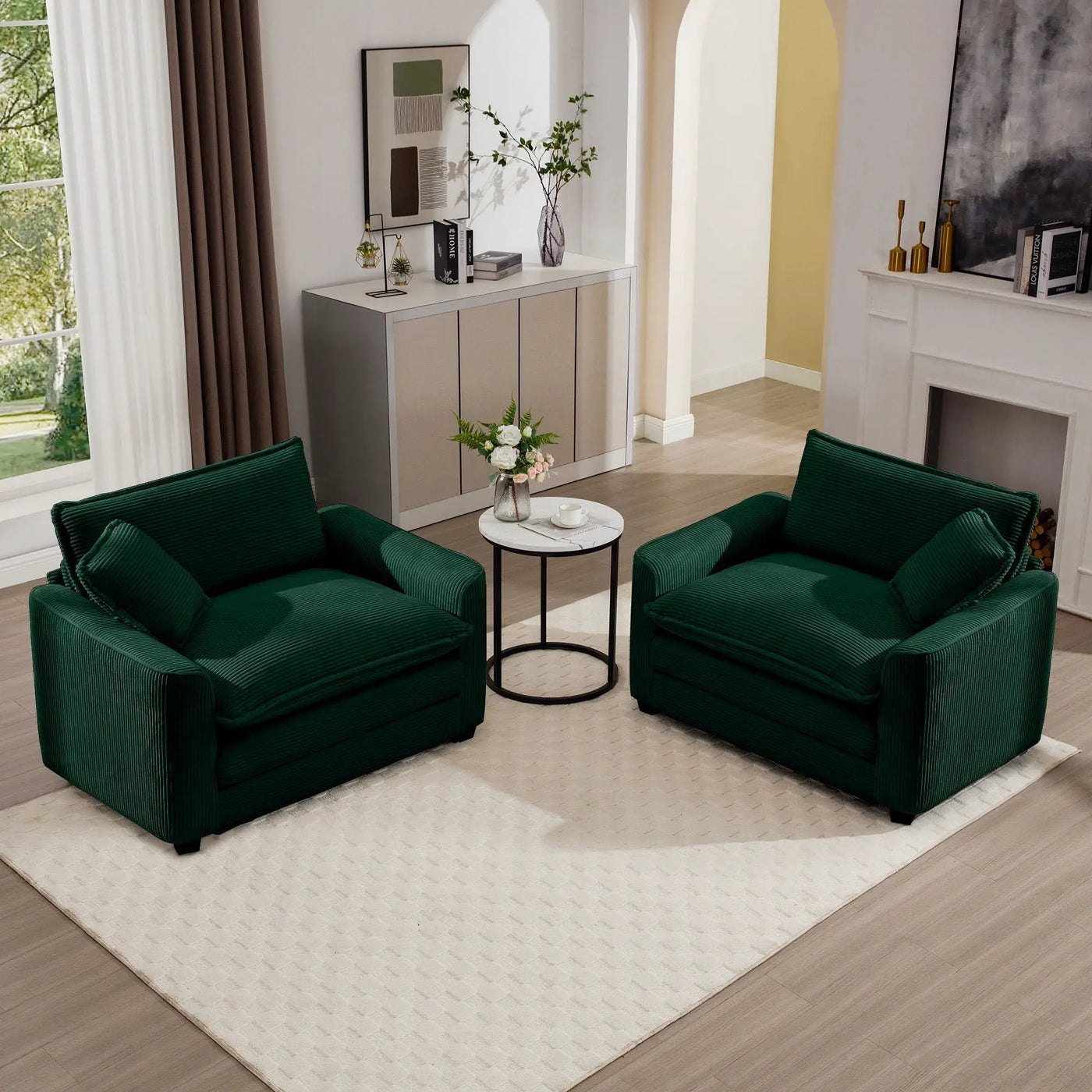 Modern Classic Fabric Single Chair Deep Seat Sofa With Pillow by Unique Piece Furniture