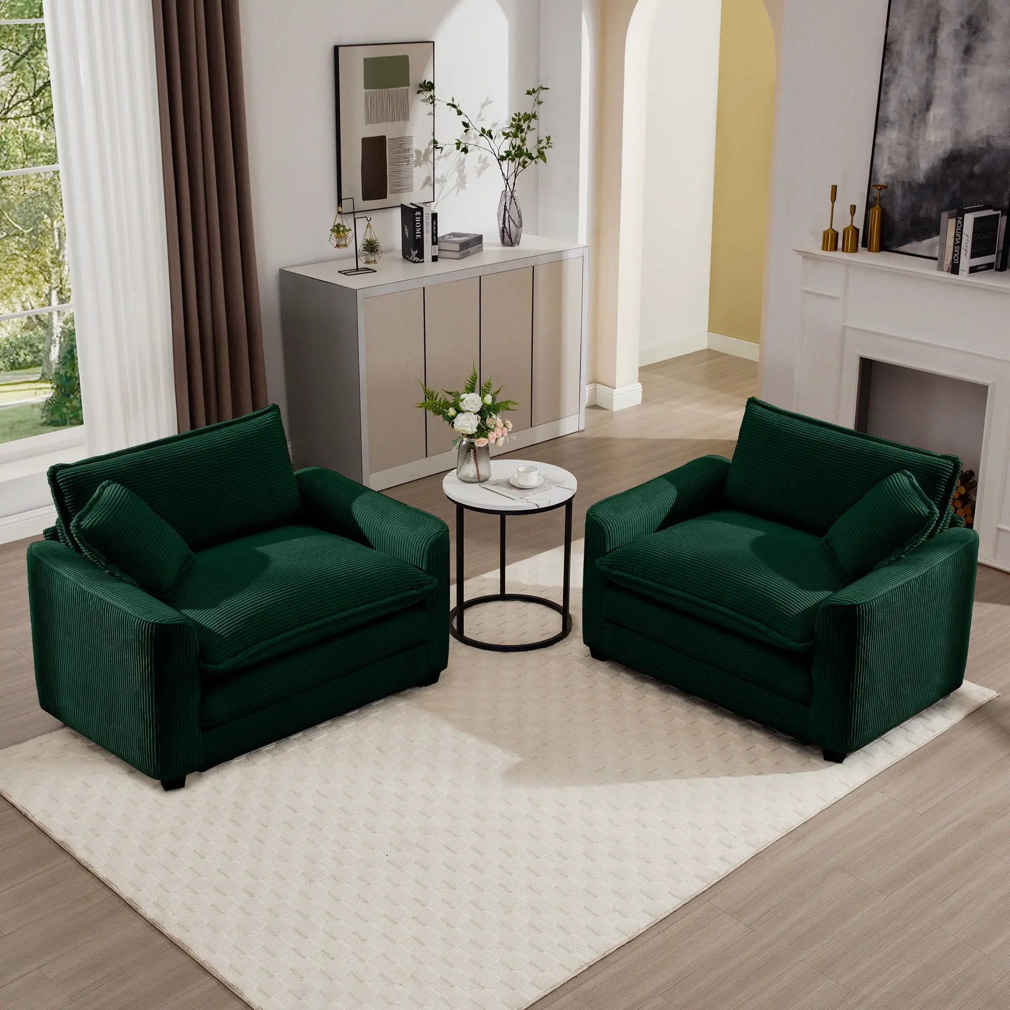 Modern Classic Fabric Single Chair Deep Seat Sofa With Pillow by Unique Piece Furniture