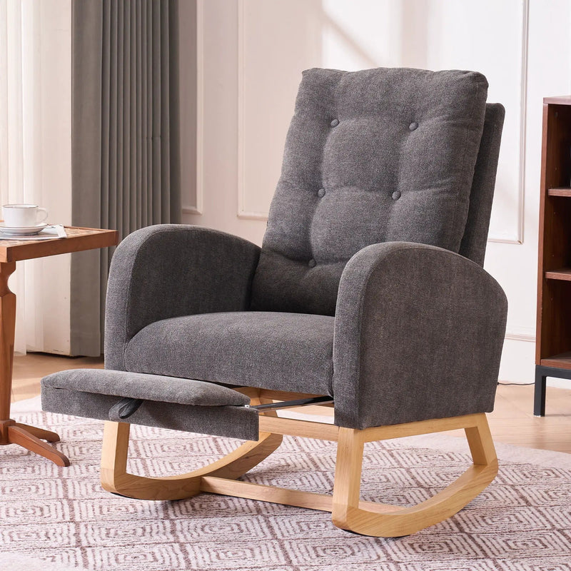 Accent Rocking Chair With Footrest, High Back by HouseOfZazla
