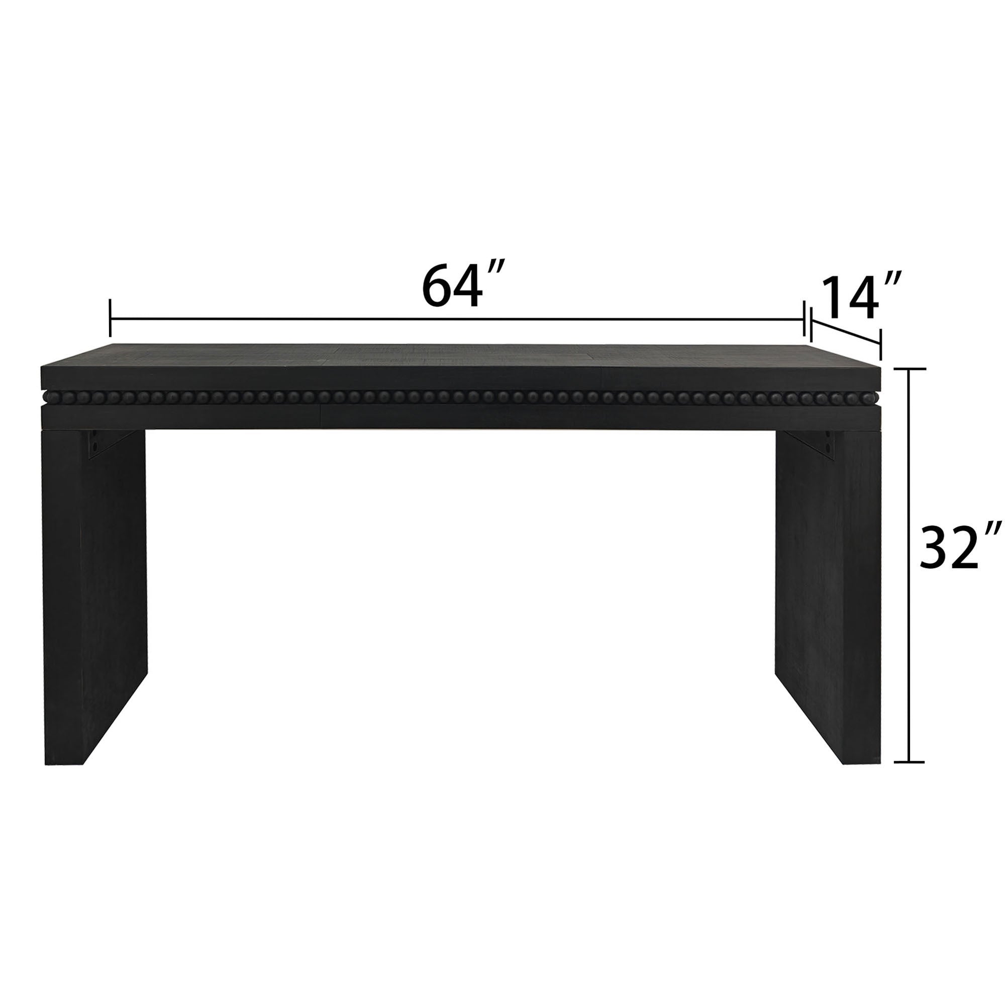 64in Modern Black Wood Console Table – Elegant Entryway Table with Decorative Beaded Trim by HouseOfZazla