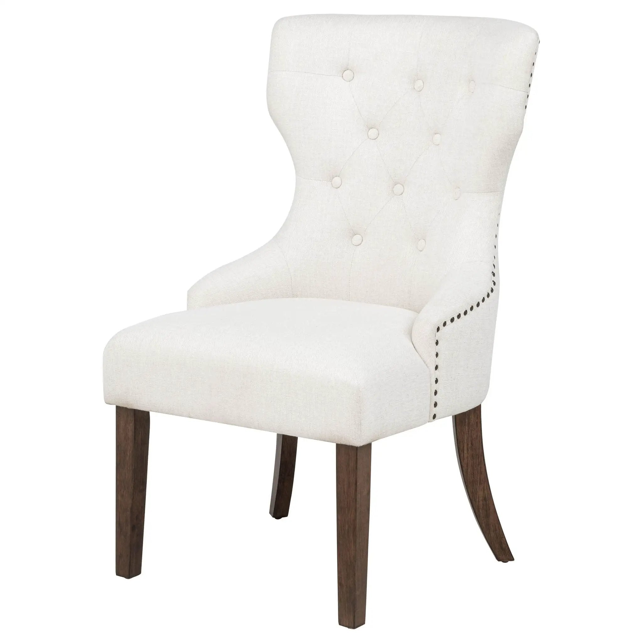 Baney Fabric Upholstered Dining Side Chair Cream and Dark Oak by Unique Piece Furniture