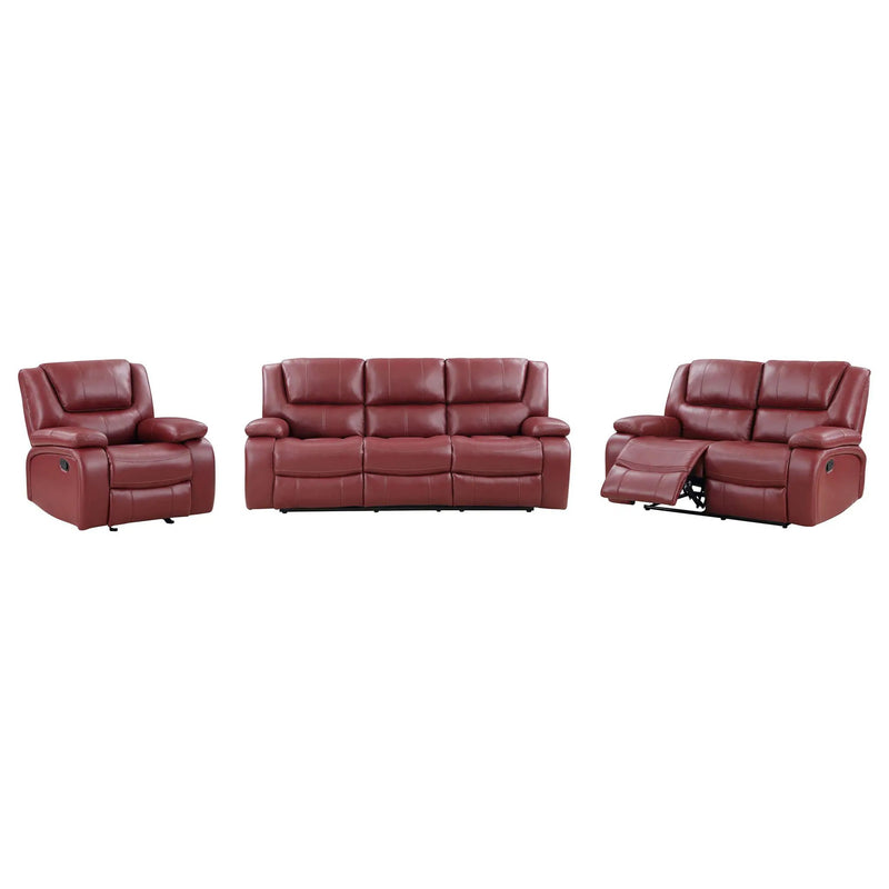 Camila 3-piece Upholstered Reclining Sofa Set Red by Unique Piece Furniture