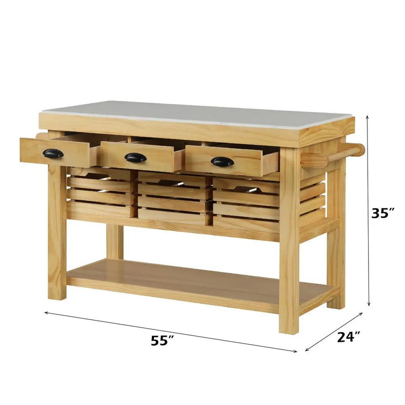 Grovaam - Kitchen Island - Marble Top & Natural by Unique Piece Furniture