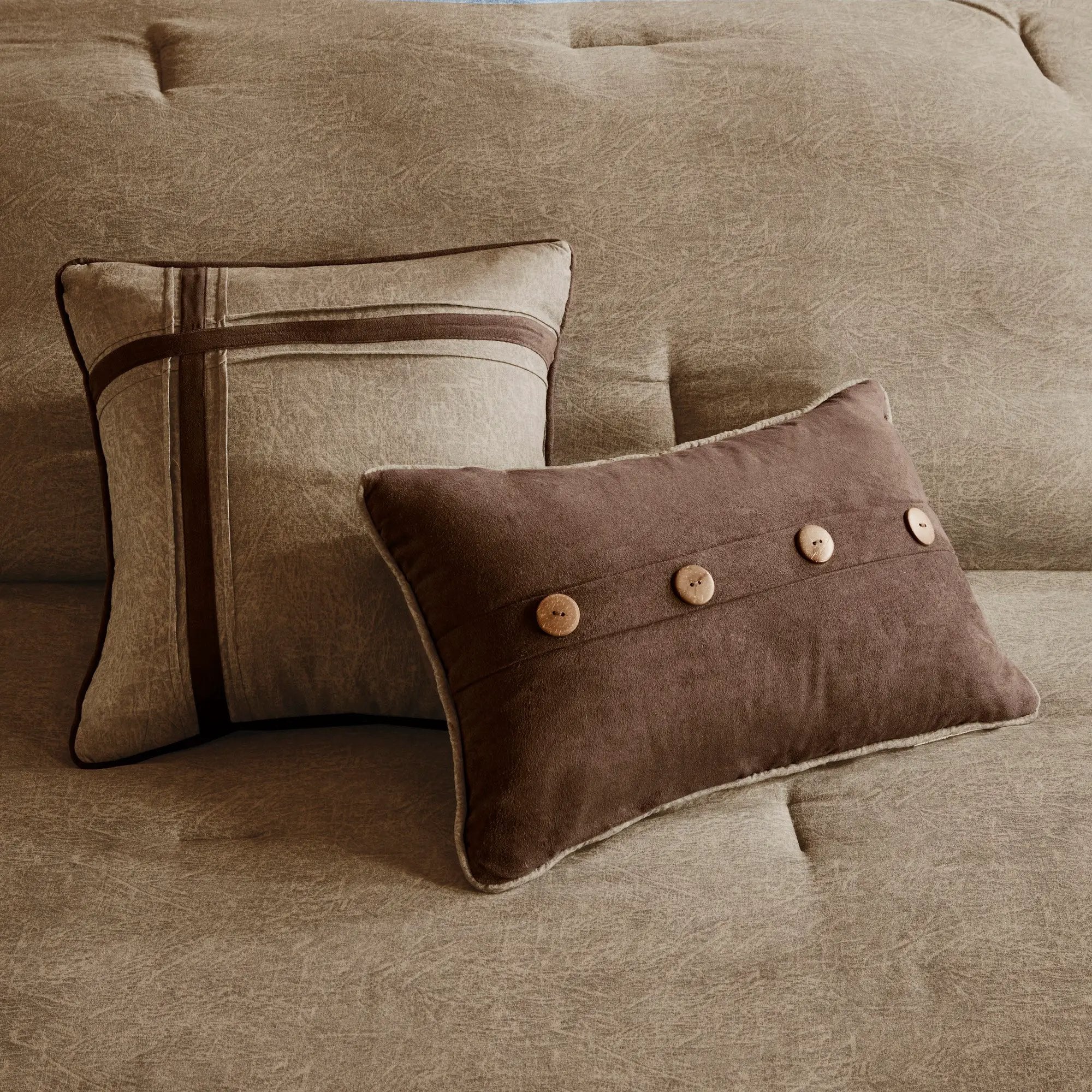 7 Piece Faux Suede Comforter Set Brown California King by HouseOfZazla