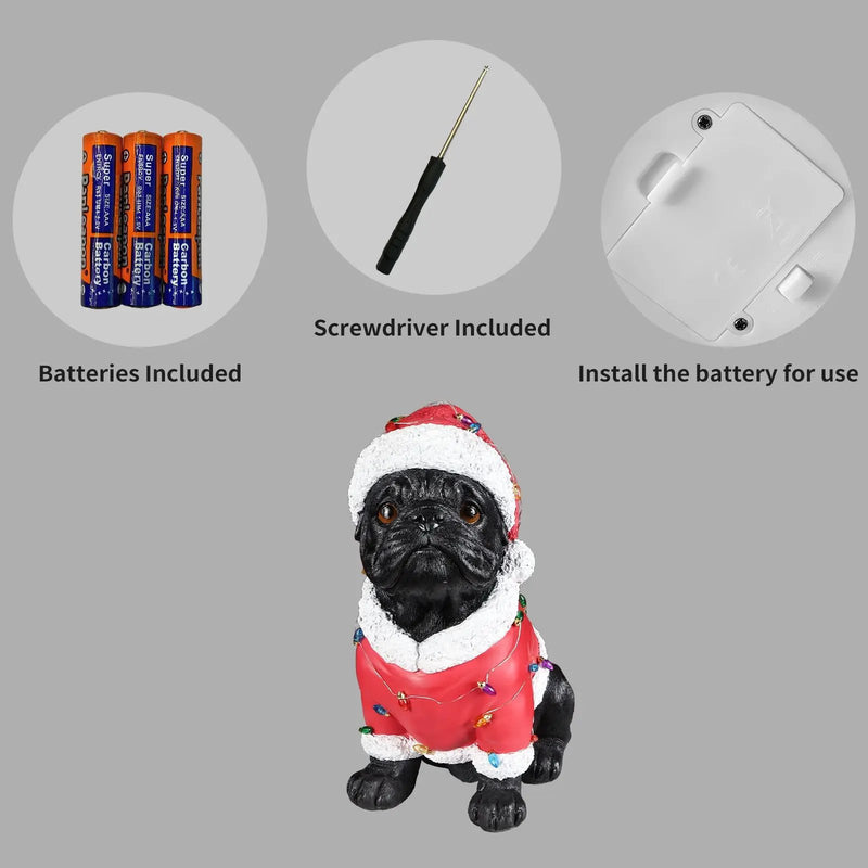 Christmas Pug Statue - Holiday Dog Figurine by HouseOfZazla
