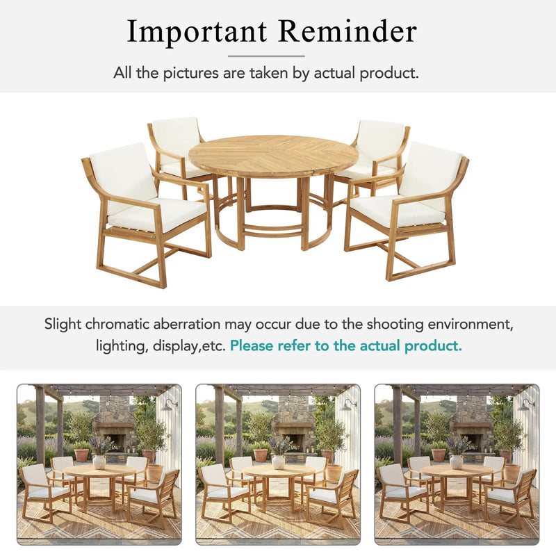Outdoor Dining Set 5-Piece Patio Table And Chairs Set with Umbrella Hole by HouseOfZazla