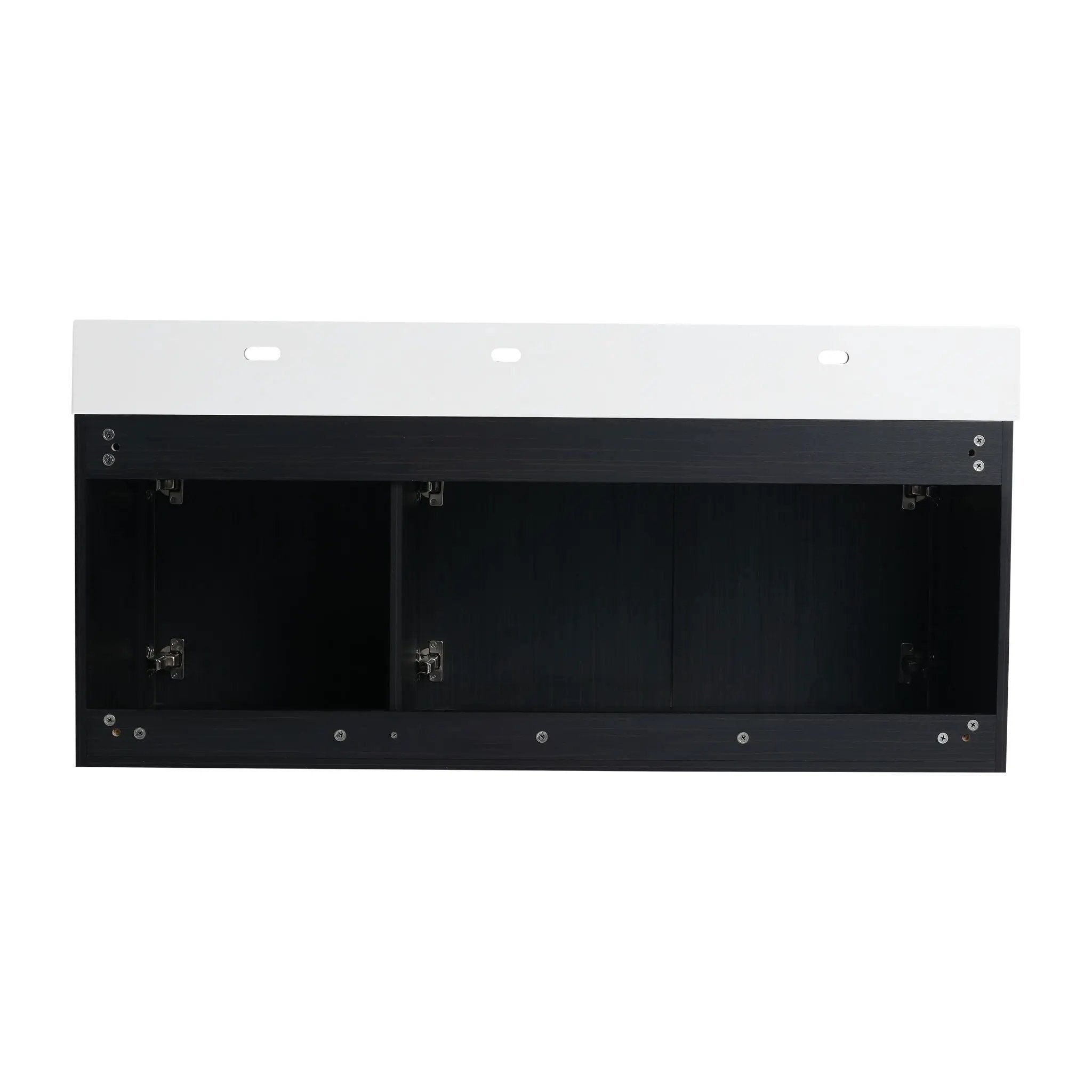 Contemporary 48" Wall Mounted Bathroom Vanity With Resin Sink And Soft Closing Doors And Line - Black Chestnut by HouseOfZazla