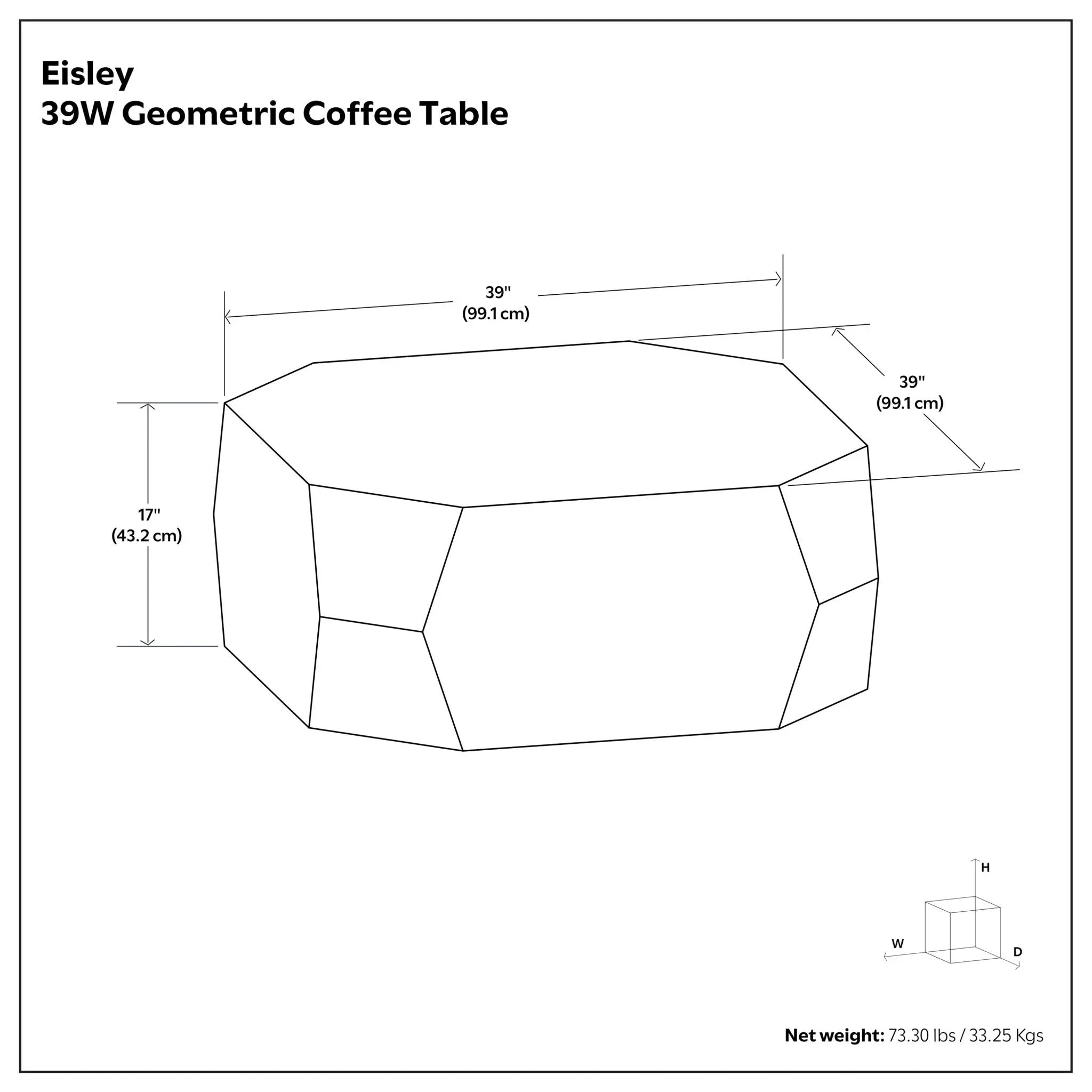 Eisley - Coffee Table With Geometric Design, - Walnut by HouseOfZazla