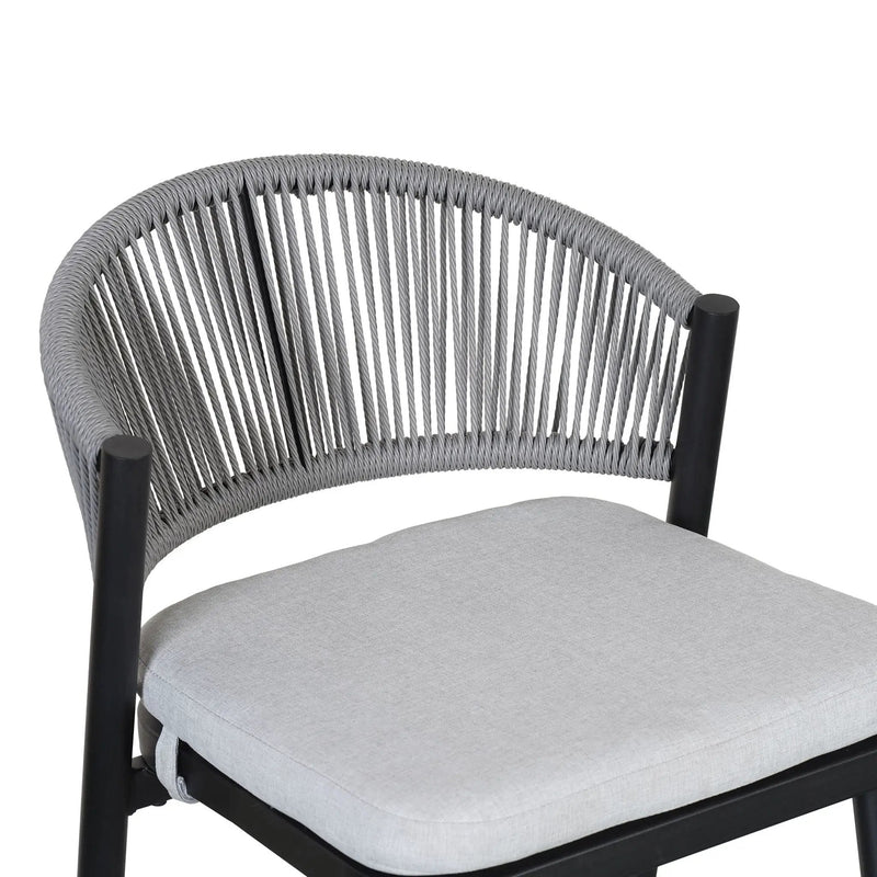 Outdoor Bar Height Metal Frame Counter Stools with Scallop-Shaped Backrest & Water-Resistant Cushions by HouseOfZazla