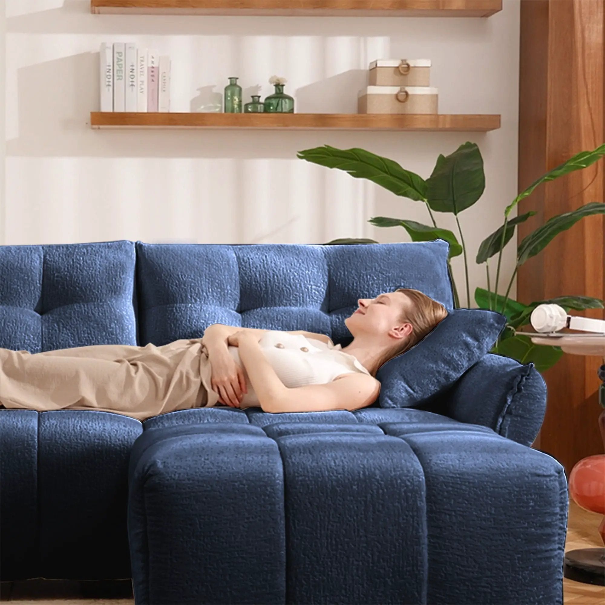 Modern Sofa & Pillows, Textured Cover, High Rebound Cushions by HouseOfZazla