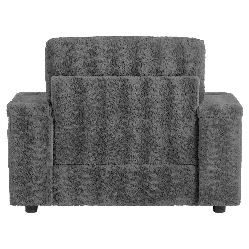 Oversized Chaise Lounge Indoor Rabbit Fur Sofa Bed With Storage Ottoman And Armrests Cup Holders With Deep Seat by HouseOfZazla