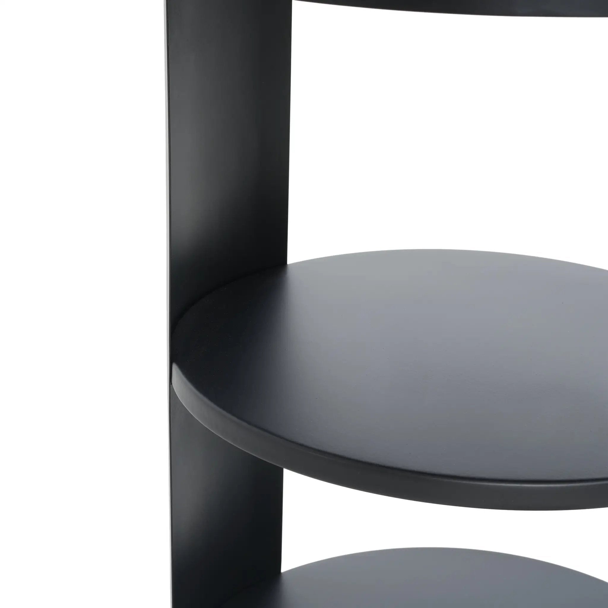 Indoor 3-Tier Metal Round Side Table with Sliding Door Cabinet by HouseOfZazla