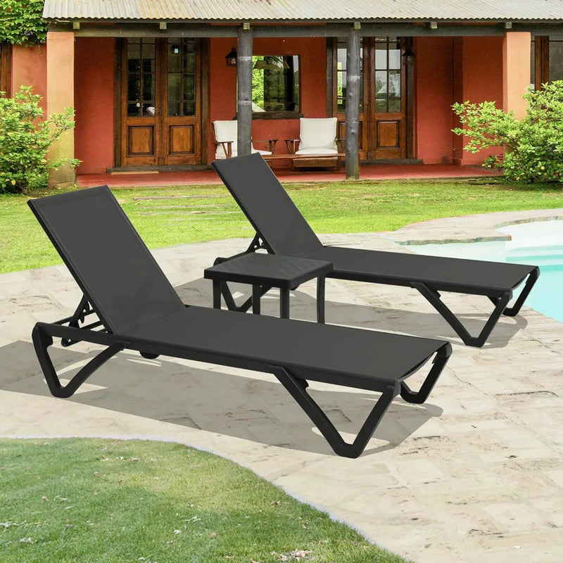 Pool Lounge Chairs Set of 2 with Side Table by HouseOfZazla