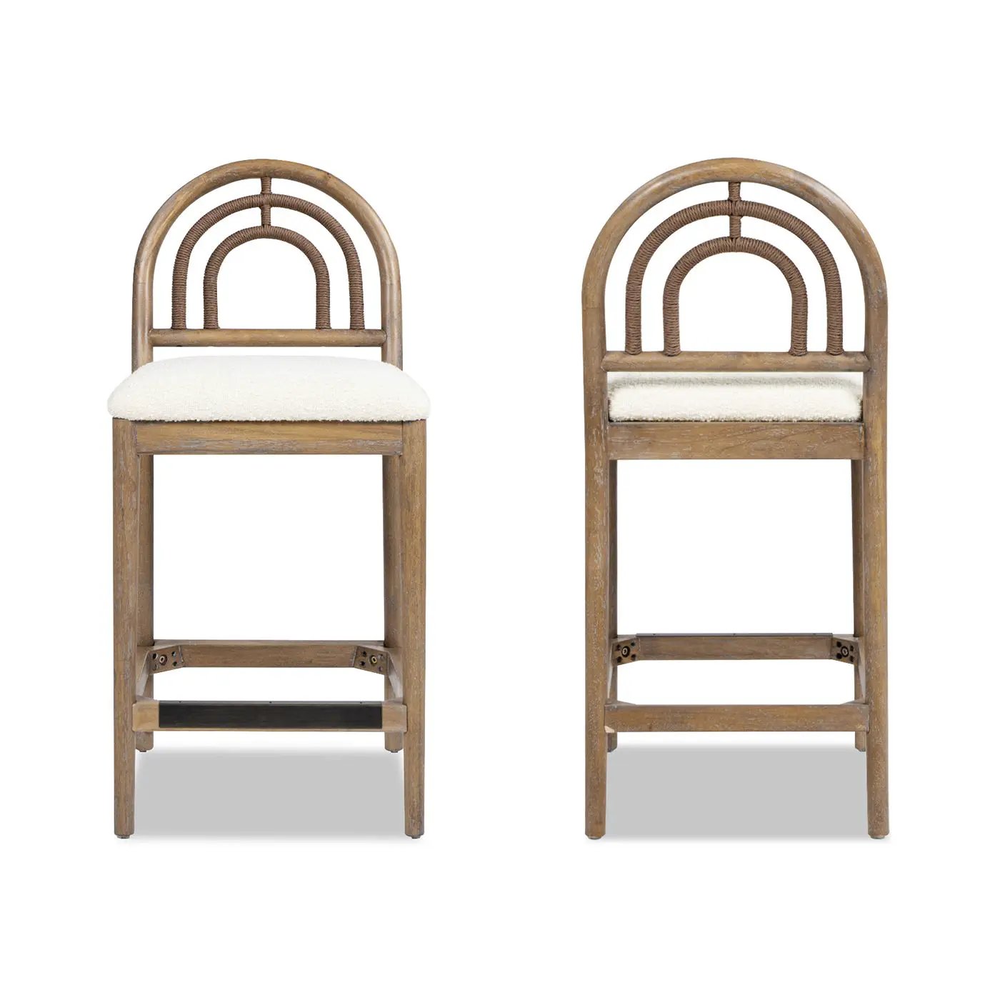 Leon - Arched Back & Upholstered Counter Stool (Set of 2) - Ivory White by HouseOfZazla