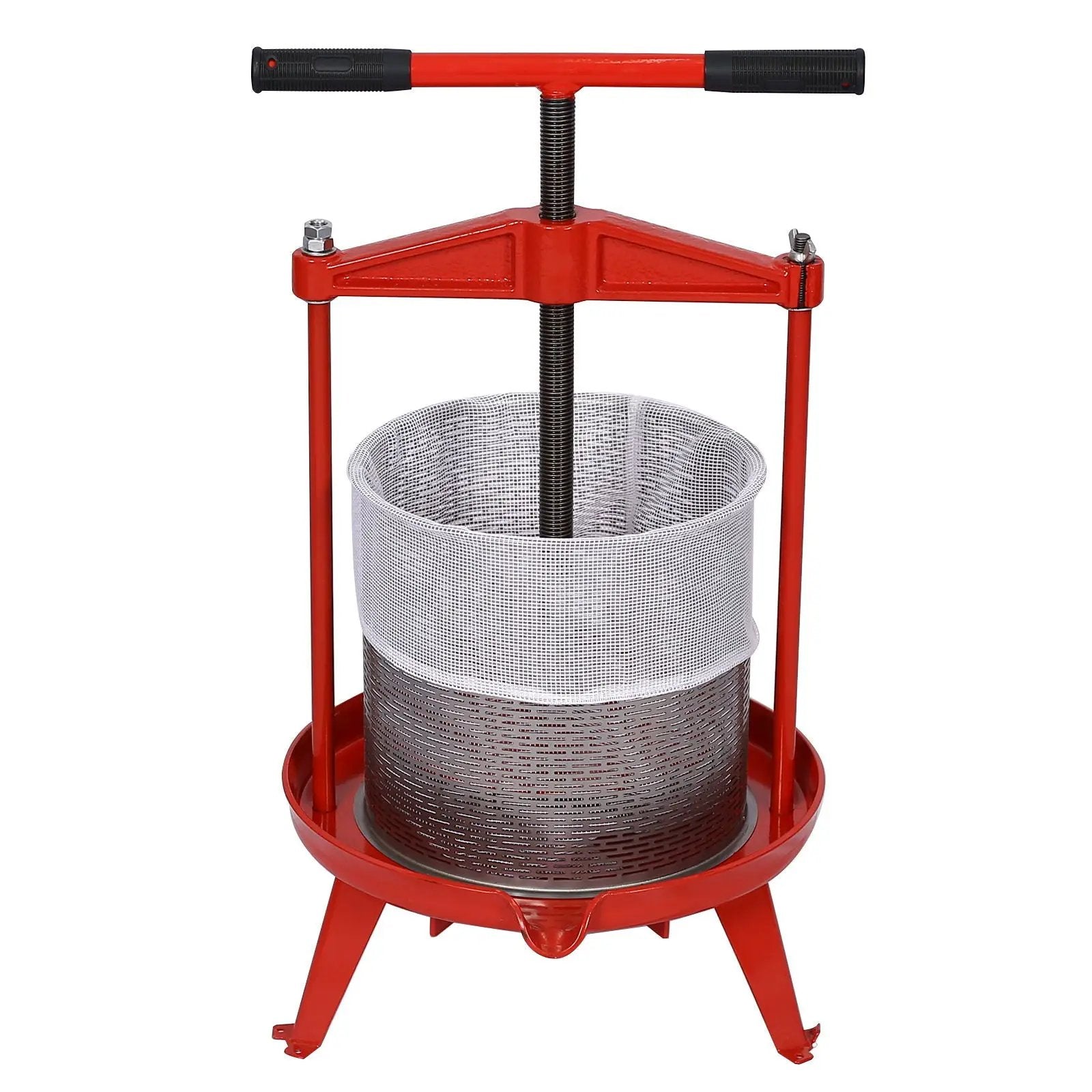 Fruit and Wine Press With T-Shaped Hand Shank, 3.69 Gallon / 14L - Red by HouseOfZazla
