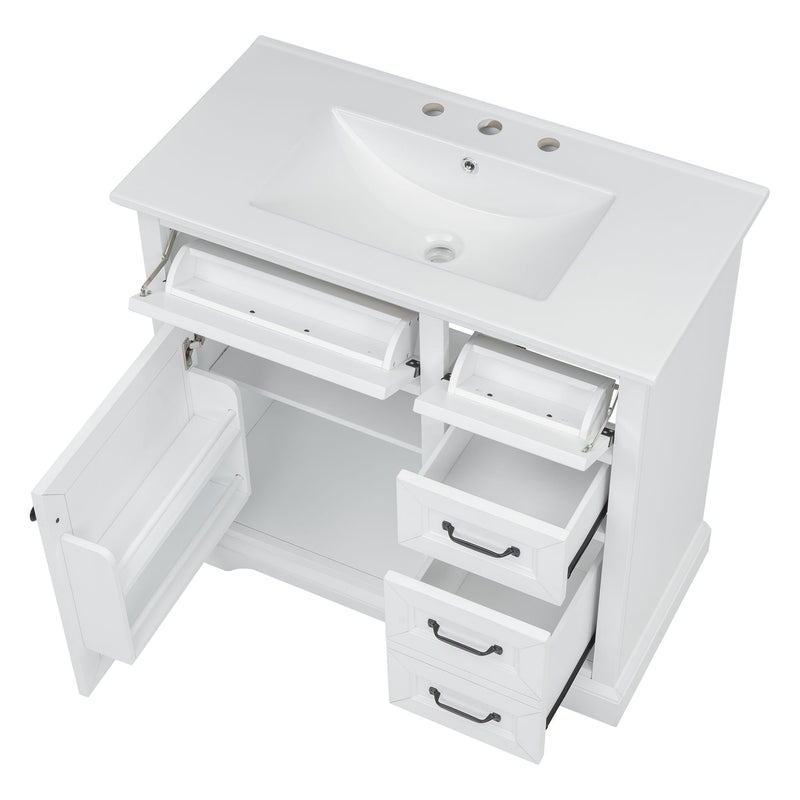 36" Bathroom Vanity With Sink, 2 Tip-Out Drawers, Soft Close Hinges by HouseOfZazla