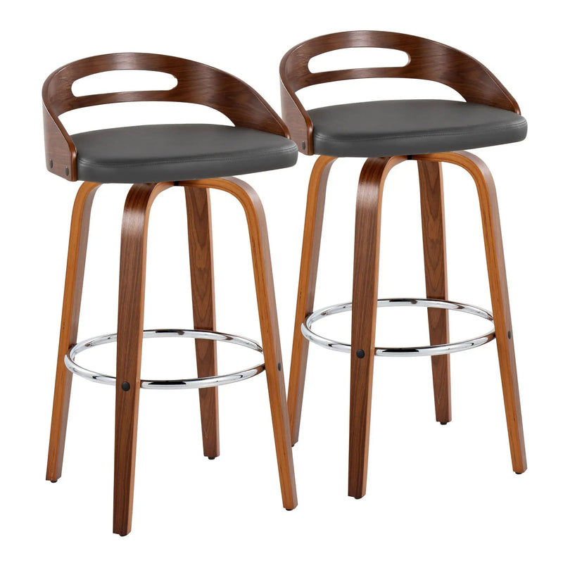 Cassis - Contemporary Fixed Height Barstool With Swivel With Round Footrest (Set of 2) by Unique Piece Furniture