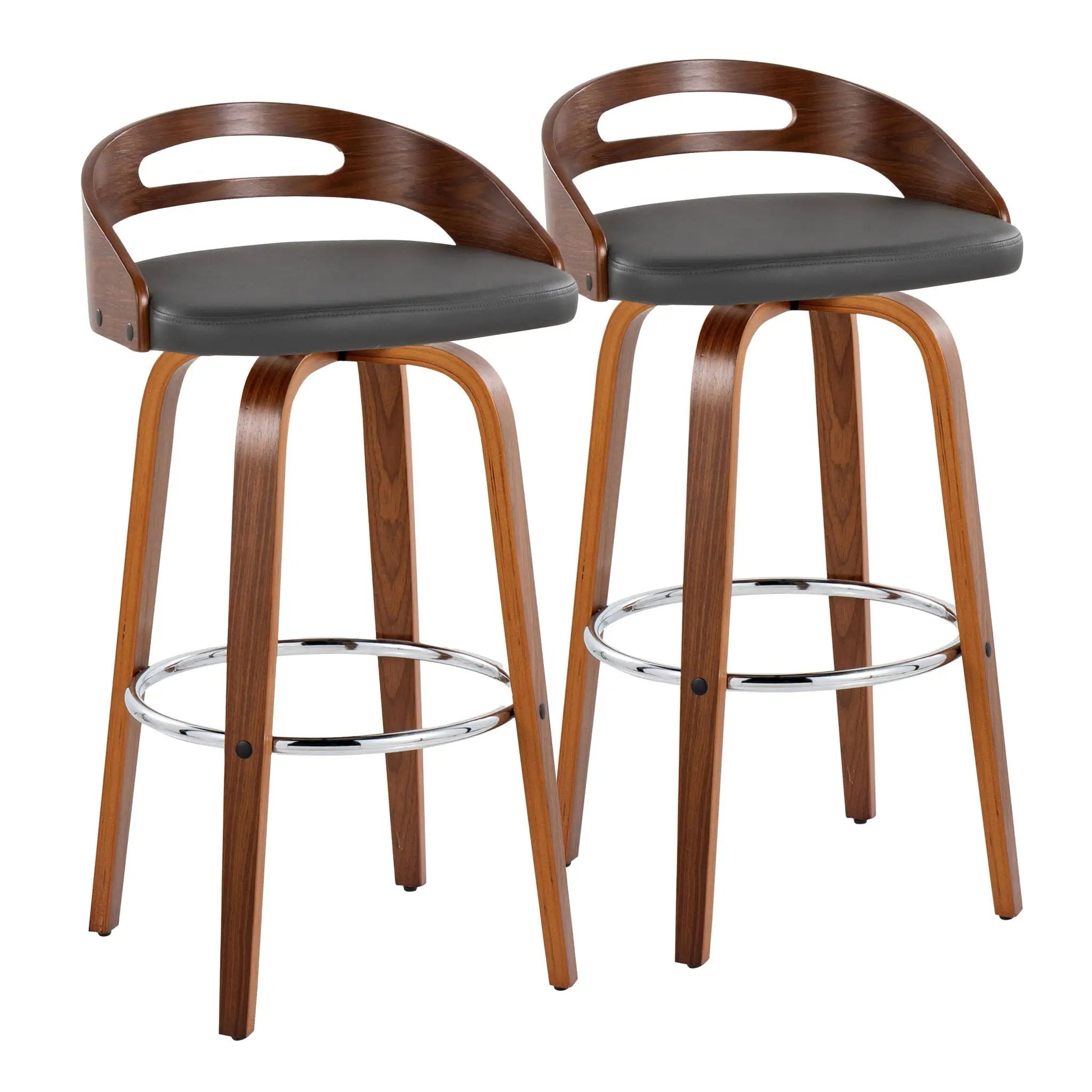 Cassis - Contemporary Fixed Height Barstool With Swivel With Round Footrest (Set of 2) by HouseOfZazla