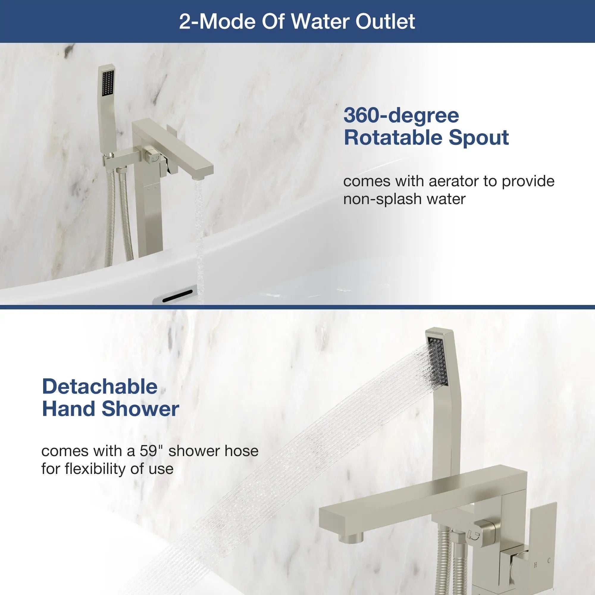 Freestanding Bathtub Faucet With Waterfall Tub Filler And Hand Shower by HouseOfZazla