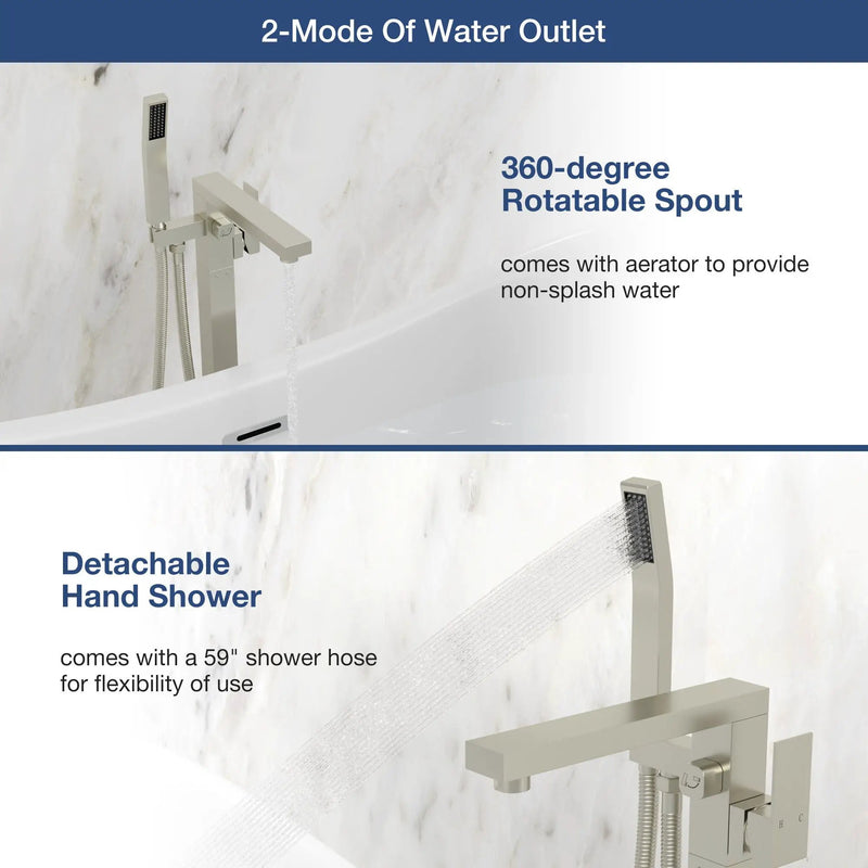 Freestanding Bathtub Faucet With Waterfall Tub Filler And Hand Shower by HouseOfZazla
