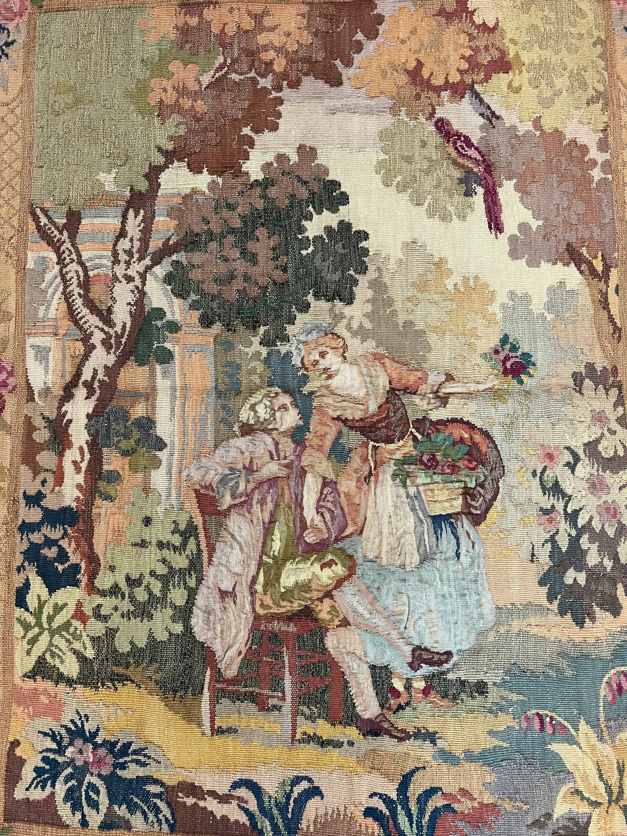 Antique Tapestry 3x4, European French Tapestry, Hand Loomed Victorian Tapestry, Vintage Wool Tapestry 3 x 4 ft by Jewel Rugs
