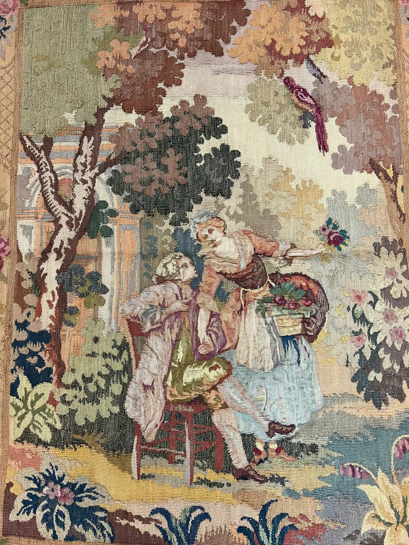 Antique Tapestry 3x4, European French Tapestry, Hand Loomed Victorian Tapestry, Vintage Wool Tapestry 3 x 4 ft by Jewel Rugs