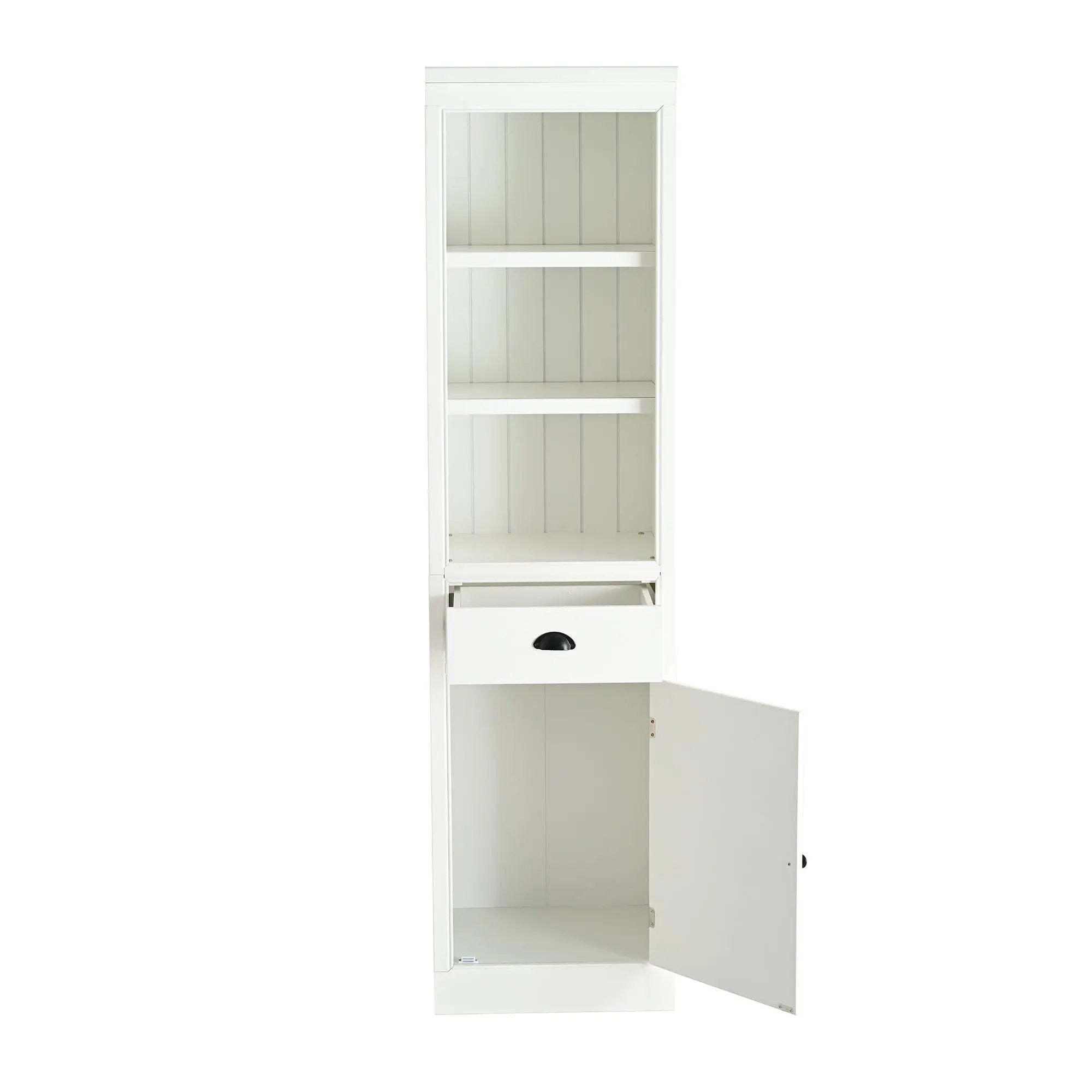 Retro Style 75'' Tall Display Shelf With Cabinet For Hallways Living Room Kitchen - White by HouseOfZazla