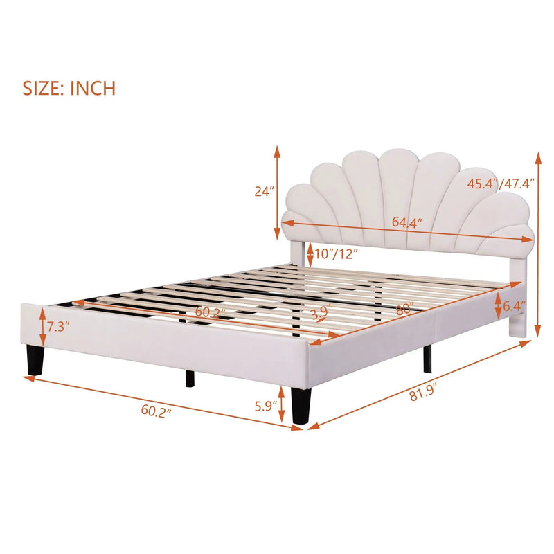 Upholstered Platform Bed With Flower Pattern Headboard by HouseOfZazla