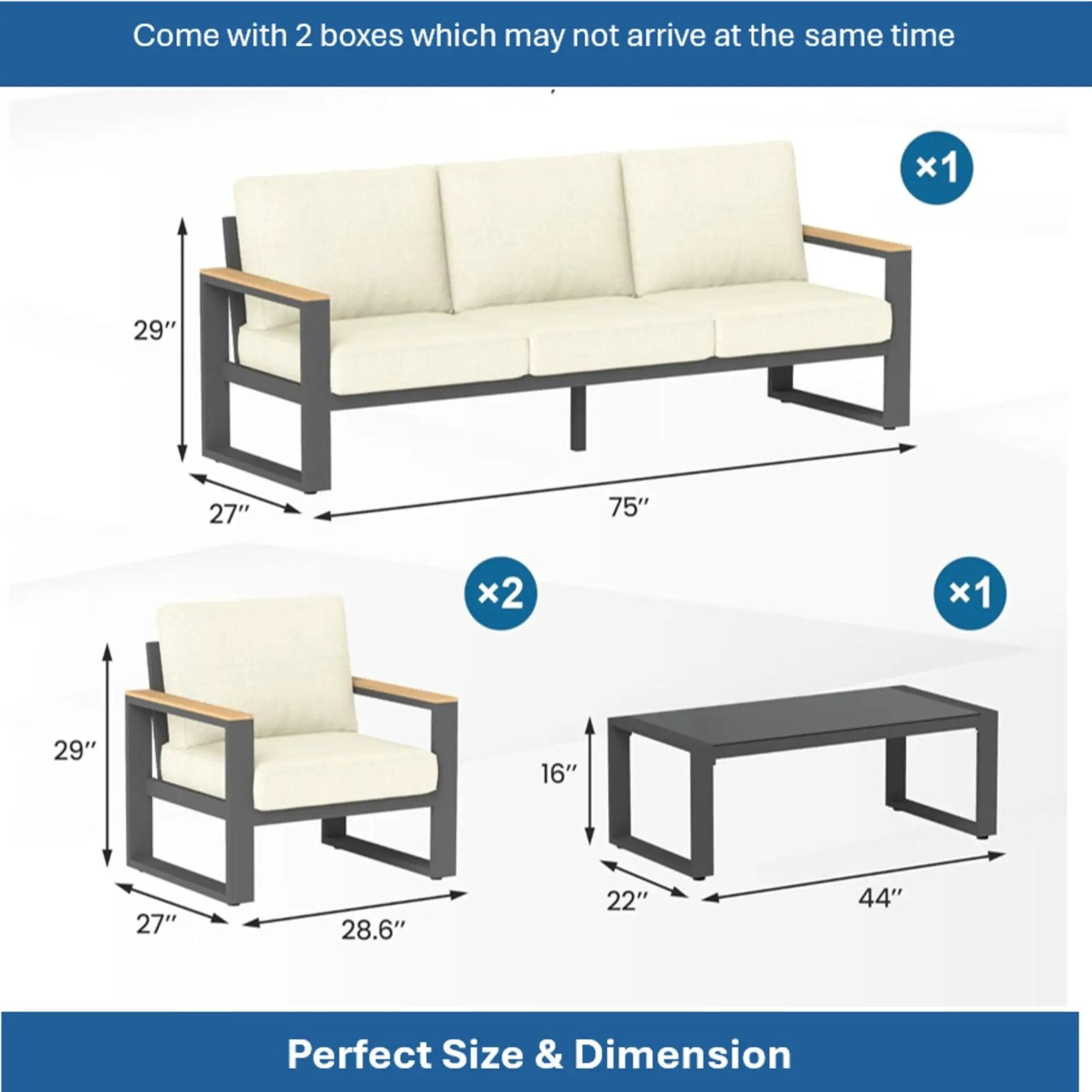 Modern Outdoor Sofa Set With Coffee Table by HouseOfZazla