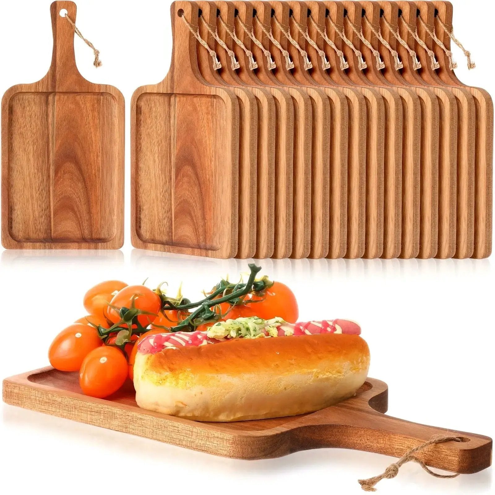Acacia Wood Cutting Board with Handle, Charcuterie Platter & Serving Tray by House Of Avana
