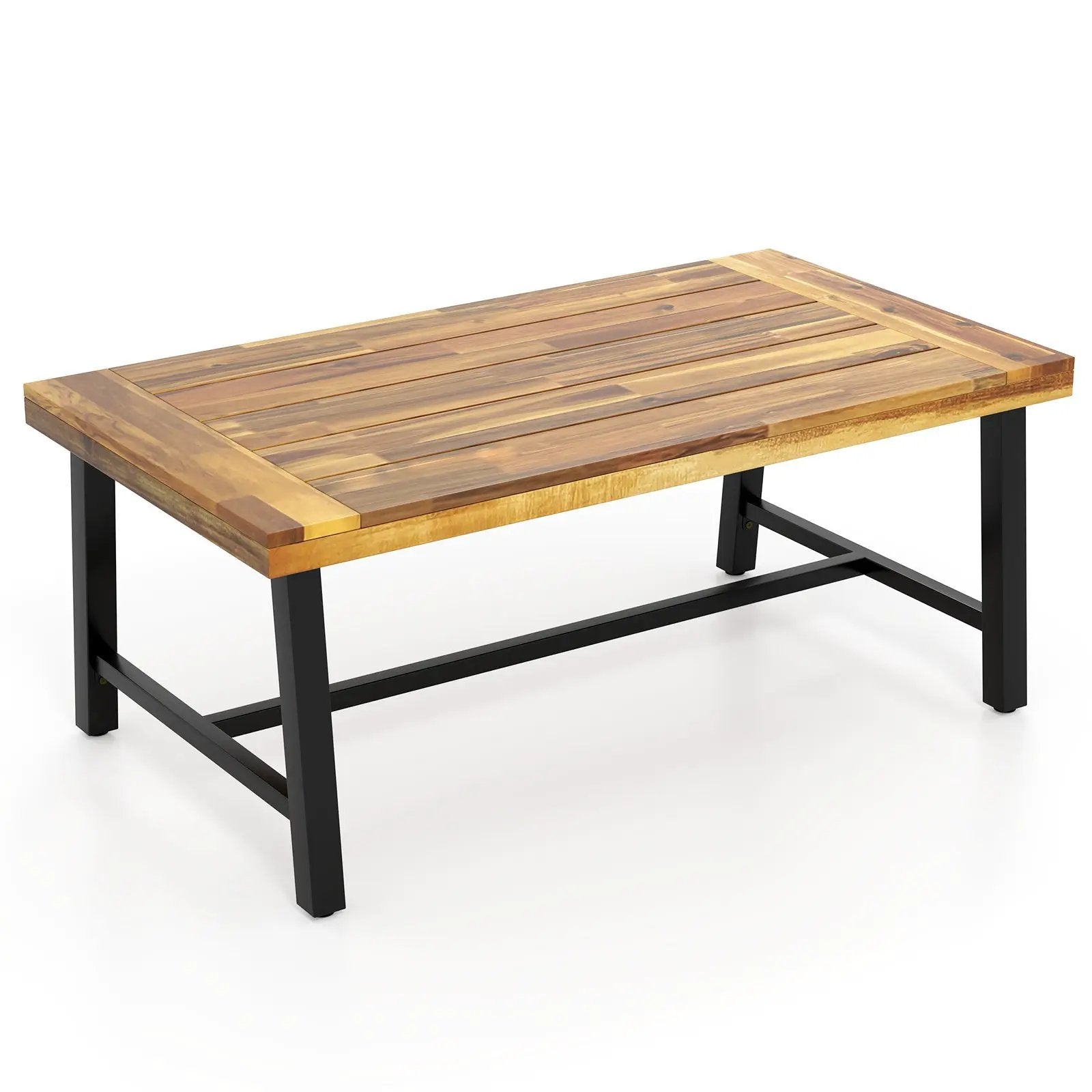 Acacia Wood Coffee Table with Thickened Top and Heavy-duty Metal Legs by DirectDeals