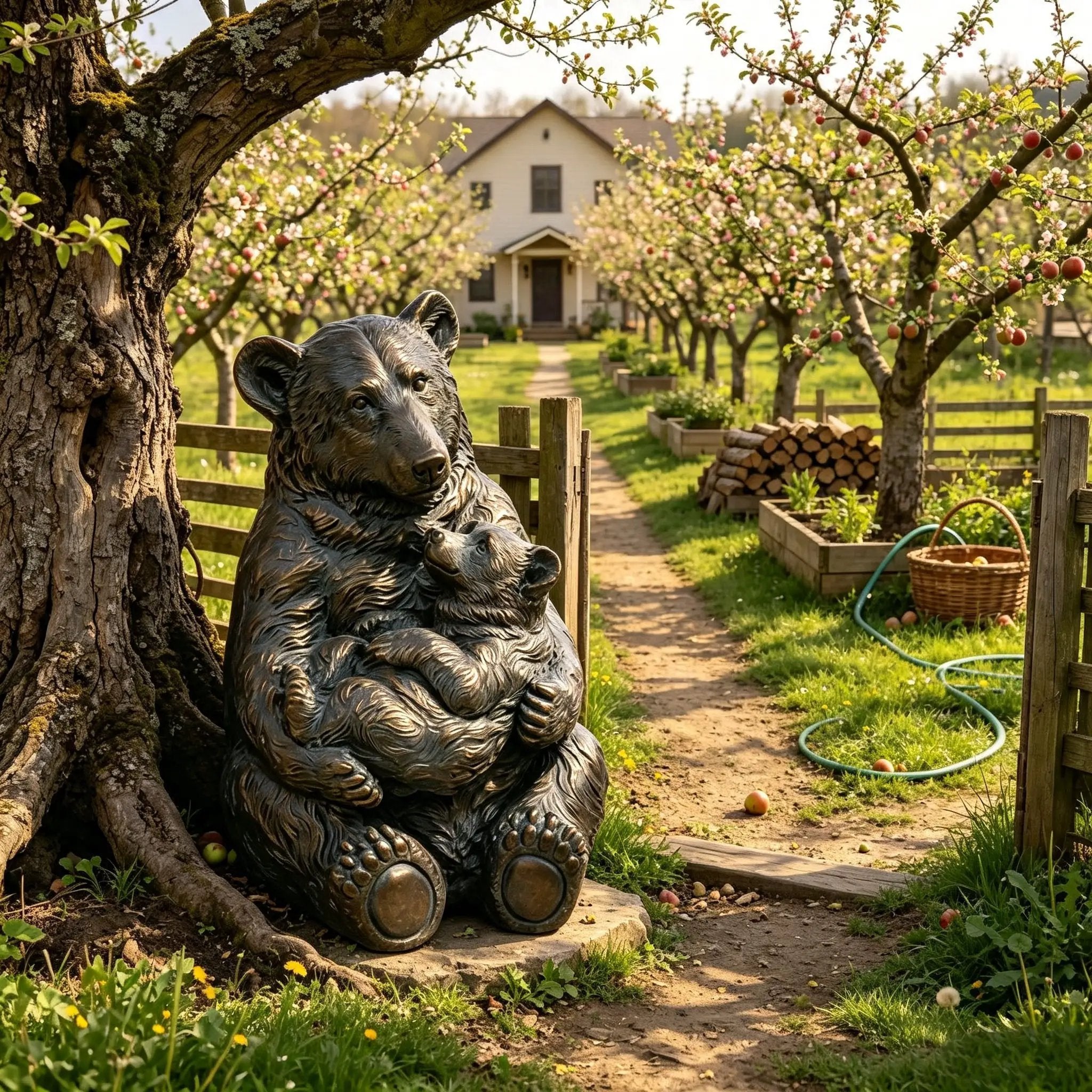 12'' Antique Bronze Mother And Cub Bear Statue by HouseOfZazla