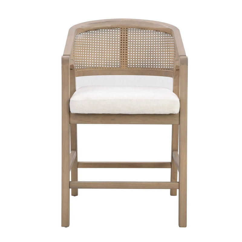 Wooden Frame Counter Stool with Rattan Back - Set of 2 by HouseOfZazla