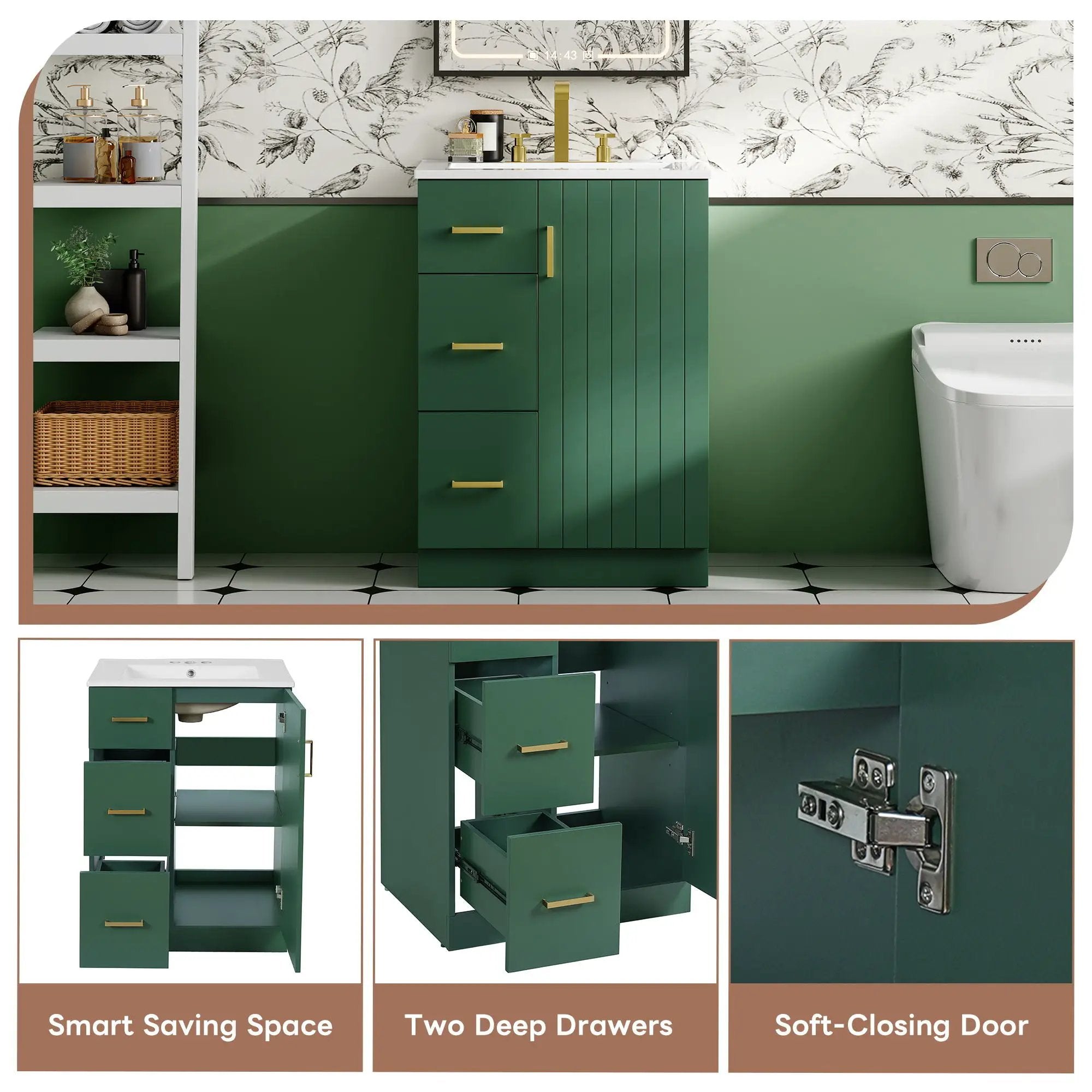 Bathroom Vanity With Under Mount Sink, 2 Drawers And Soft Closing Door by Unique Piece Furniture