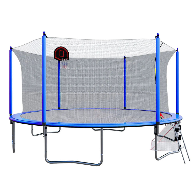16Ft Trampoline With Basketball Hoop Pump And Ladder (Inner Safety Enclosure) With Soccer Goal by HouseOfZazla