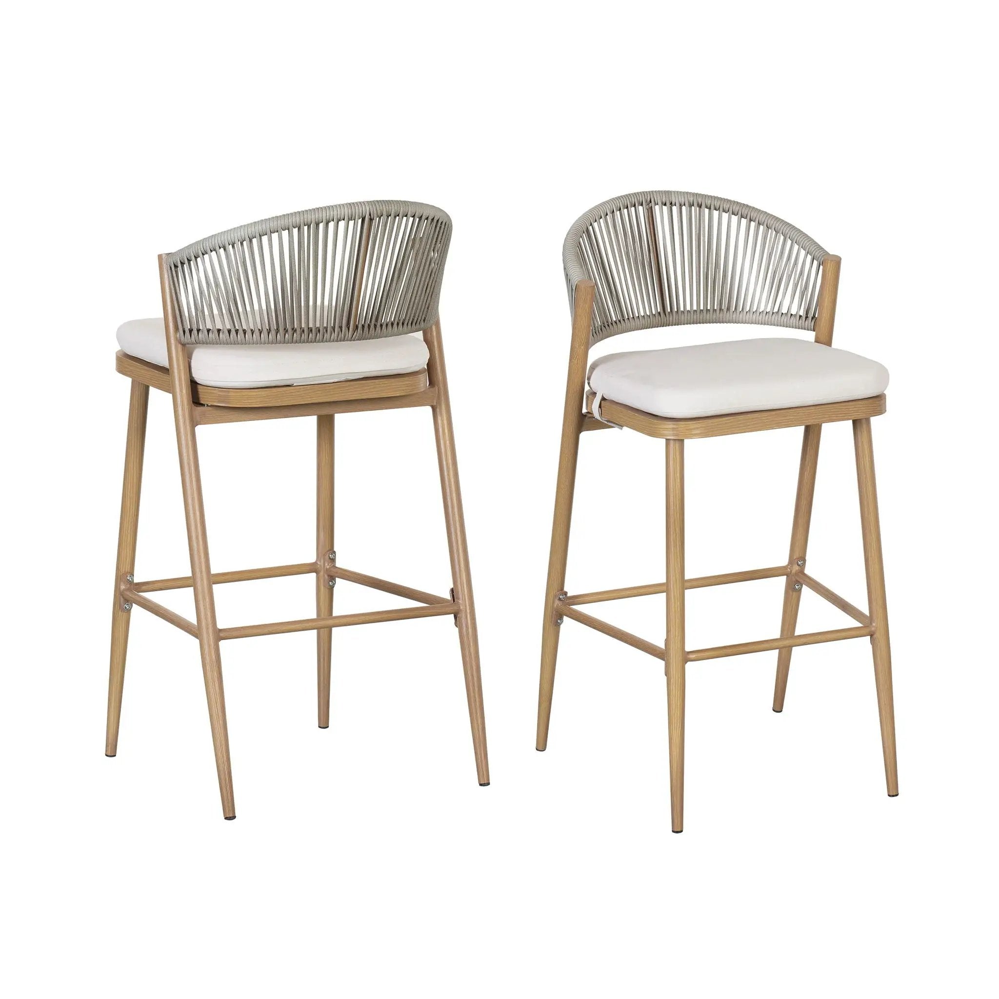 Outdoor Bar Height Metal Frame Counter Stools with Scallop-Shaped Backrest & Water-Resistant Cushions by HouseOfZazla