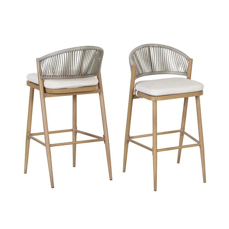 Outdoor Bar Height Metal Frame Counter Stools with Scallop-Shaped Backrest & Water-Resistant Cushions by HouseOfZazla