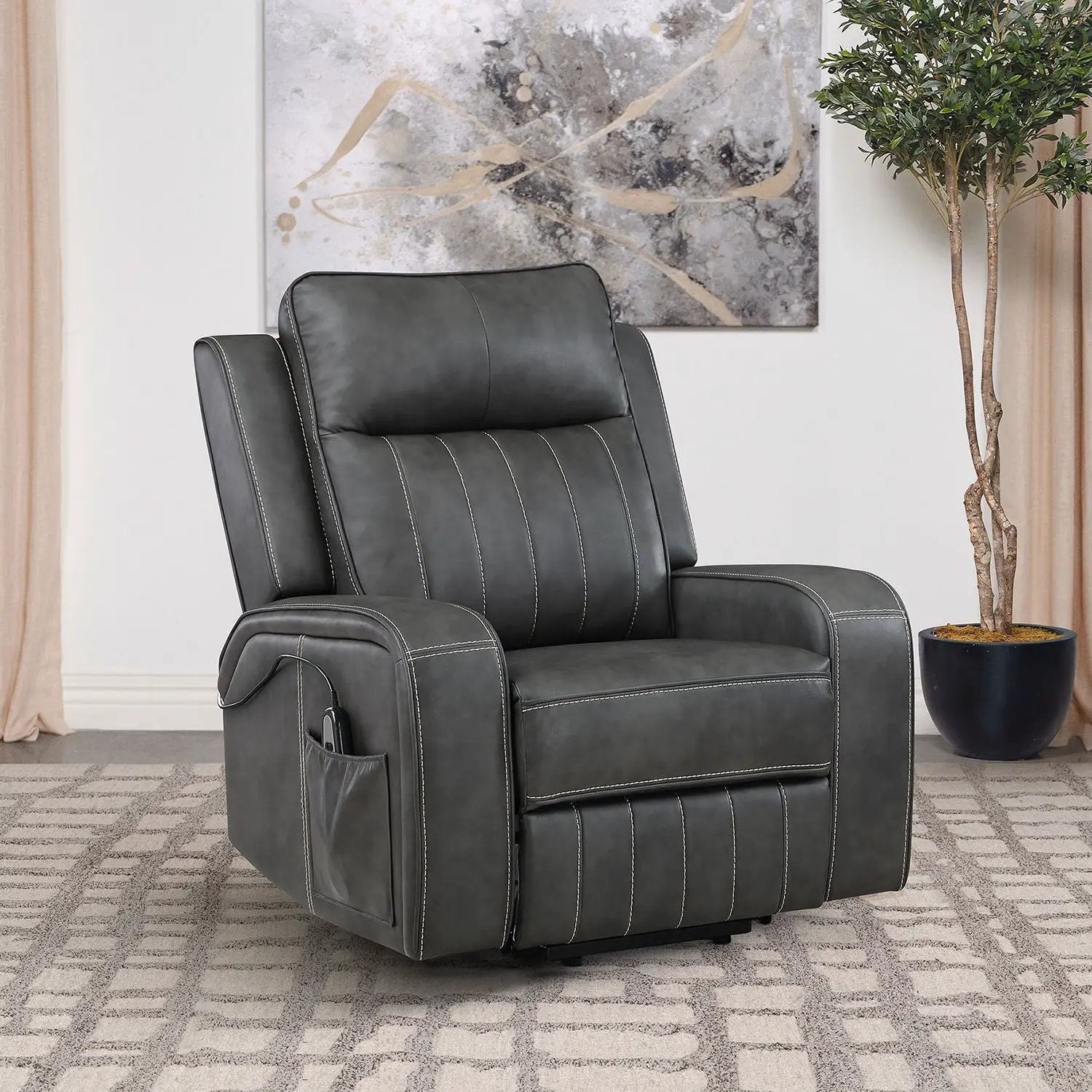 Mckinley - Upholstered Power Lift Recliner Chair With Remote Control - Gray by Unique Piece Furniture