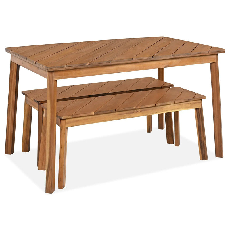 Go 3-Piece Acacia Wood Table Bench Dining Set by HouseOfZazla