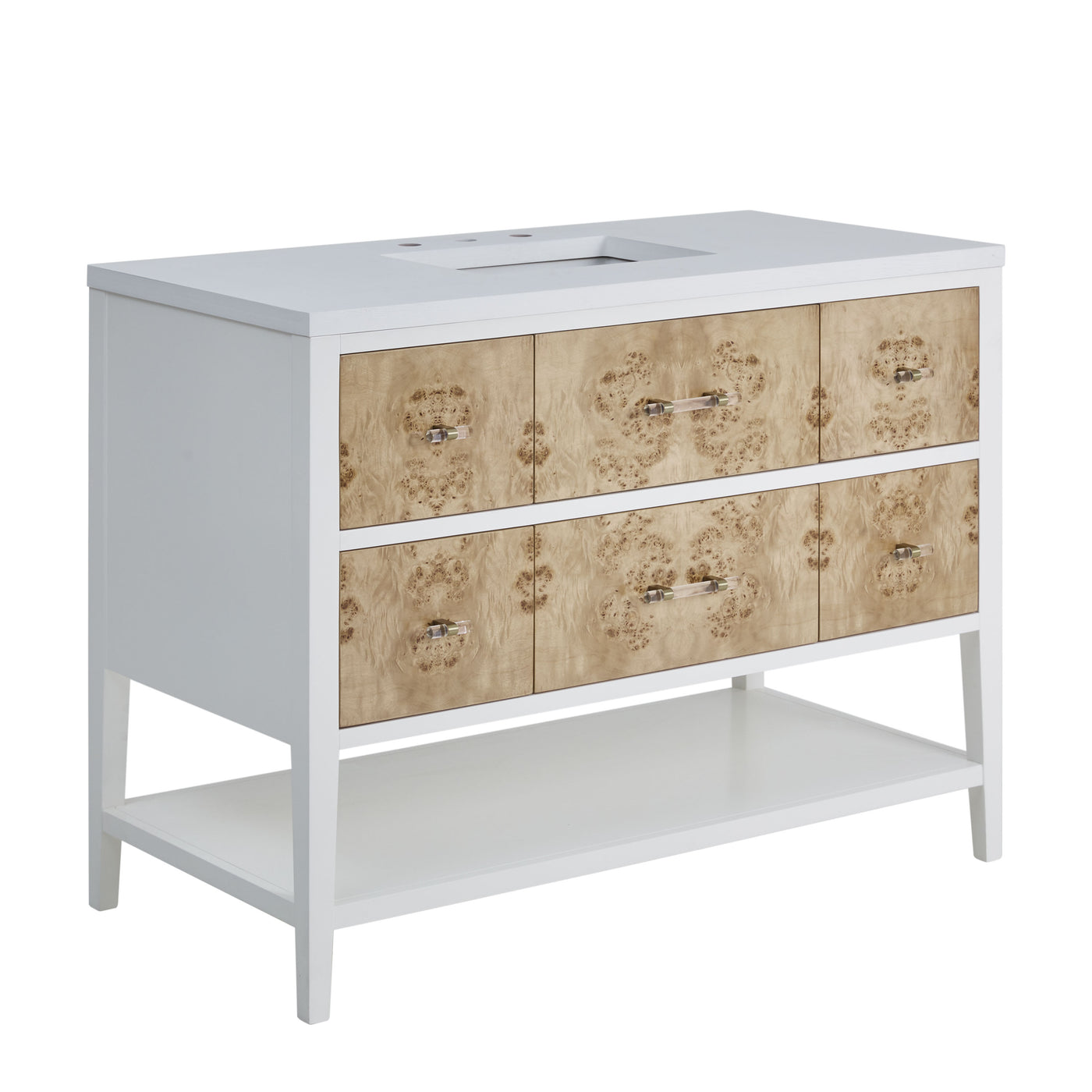 James Martin Olena 48" Single Bathroom Vanity, Polished White and Light Mappa Burl, view 21