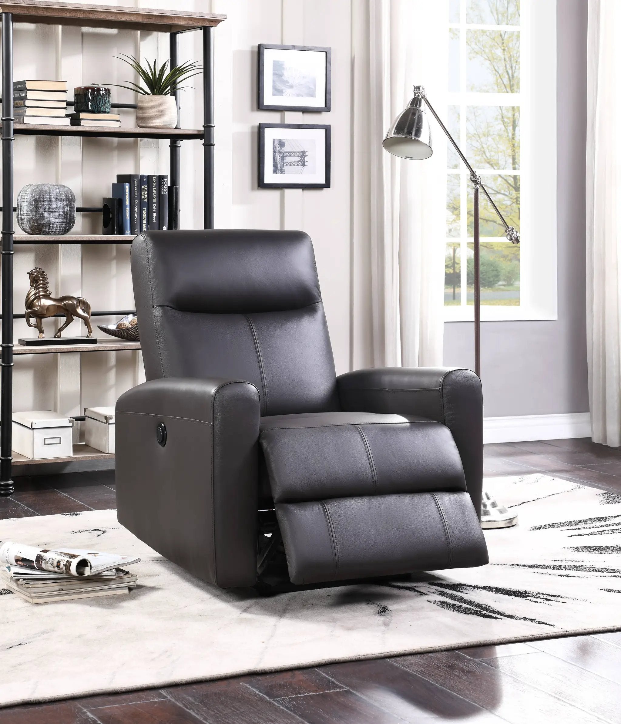 Blane - Top Grain Leather Match Power Motion Recliner - Brown by Unique Piece Furniture