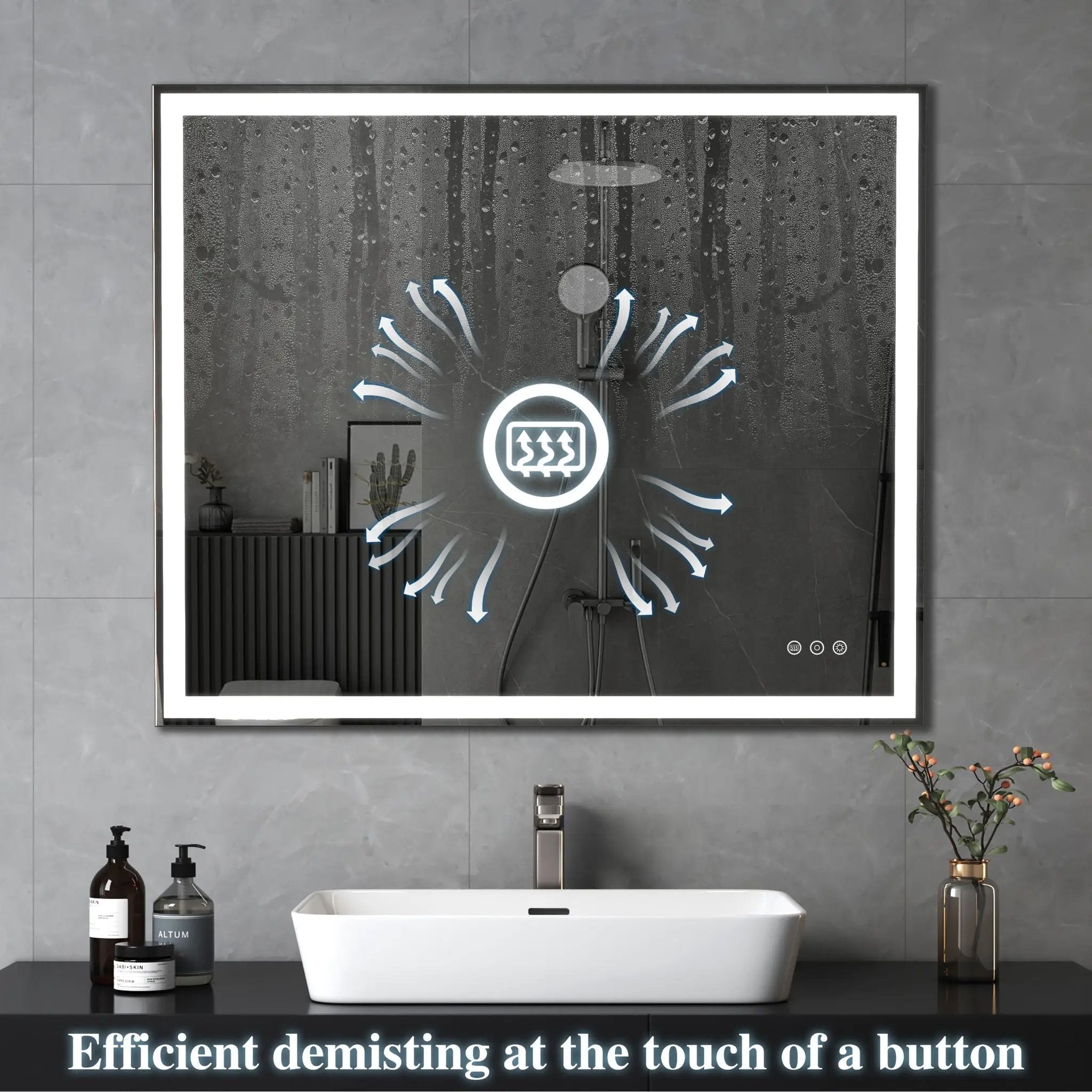 LED Bathroom Vanity Mirror Wall Mounted Adjustable / Warm / Natural Lights Anti-Fog Touch Switch With Memory Modern Smart Large Bathroom Mirrors by Unique Piece Furniture