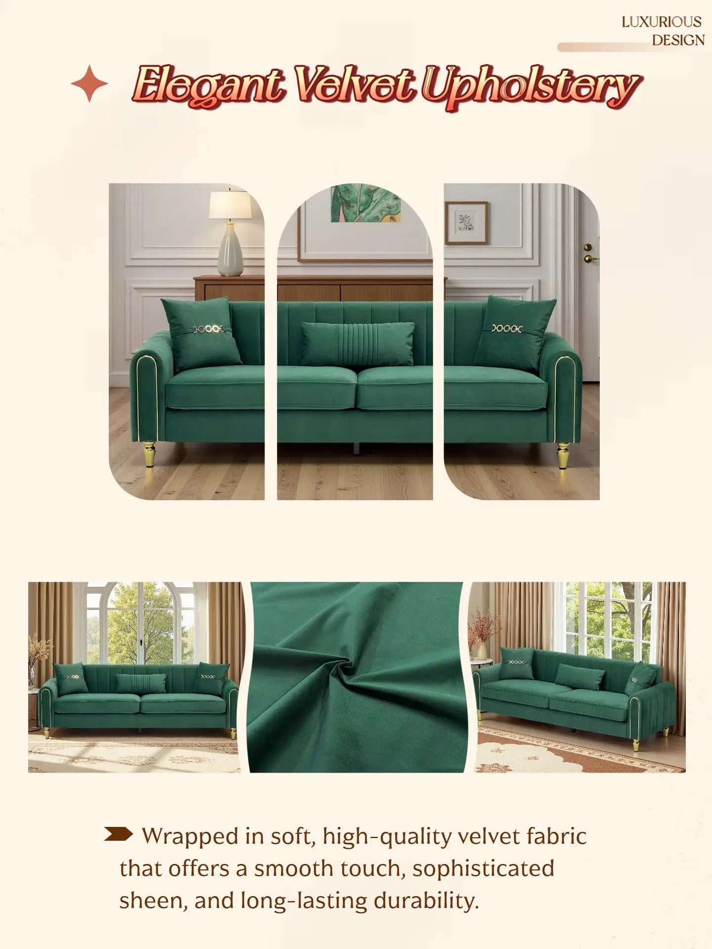 Contemporary Upholstered Sofa Couch - 87.4 Inches by HouseOfZazla