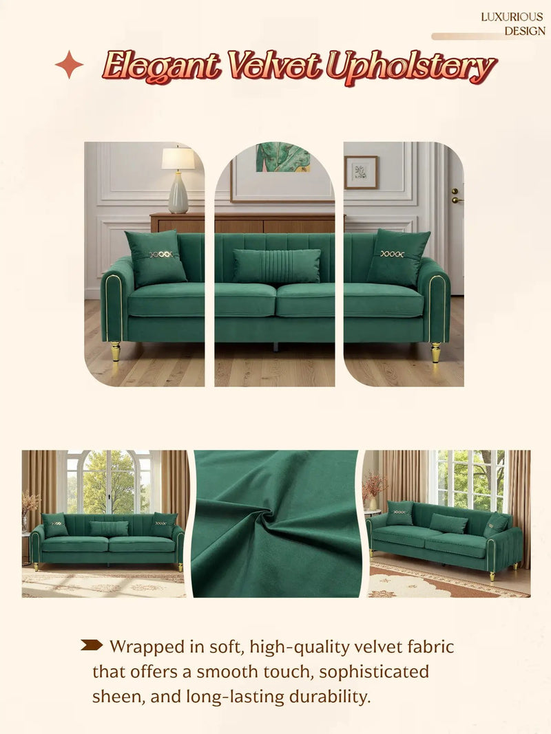 Contemporary Upholstered Sofa Couch - 87.4 Inches by HouseOfZazla