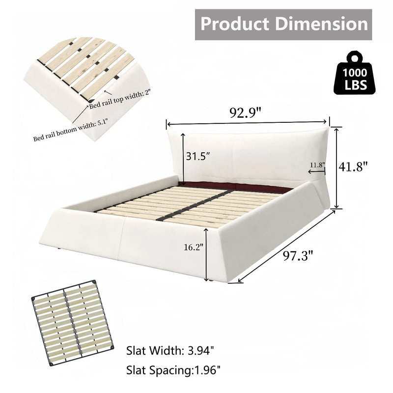 Upholstered Platform Bed With Special Shaped Headboard by HouseOfZazla