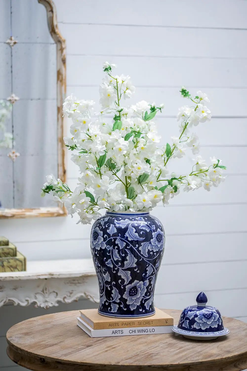 9.5x9.5x18" Porcelain Decorative Ginger Jar by HouseOfZazla