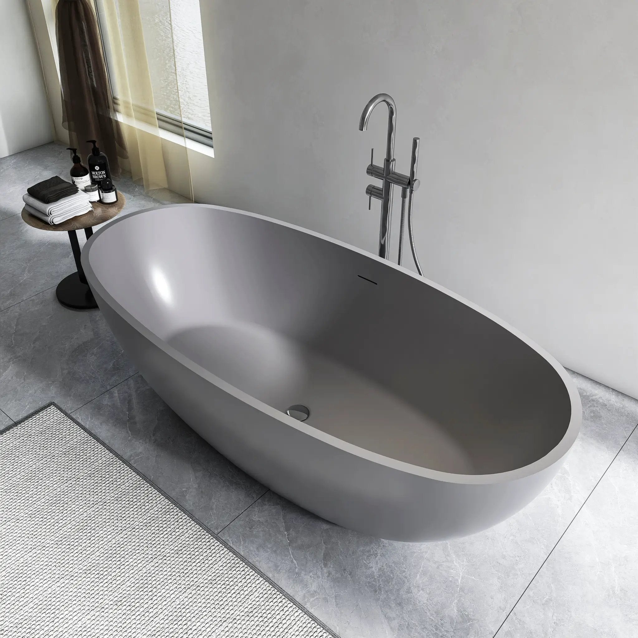 65.2 Inch Freestanding Solid Surface Soaking Bathtub by HouseOfZazla